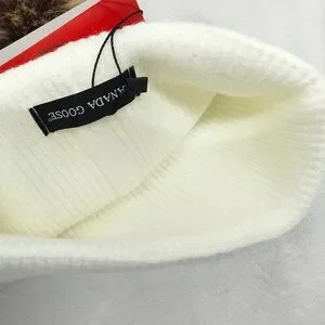 Canada Goose White Beanie with Brown Pom Canada Goose Arctic Toque Heritage Stripe - Tonal Stripe  main image 4